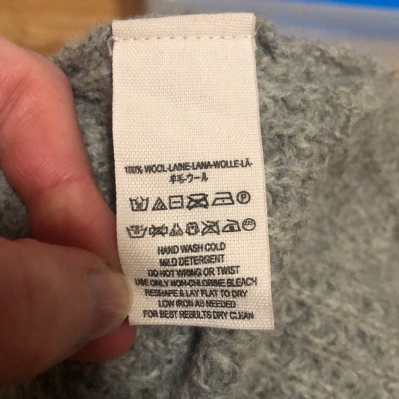 Free People Chunky Oversized Grey Waffle Knit Turtleneck Sweater Wool Cowl Large - Picture 10 of 10